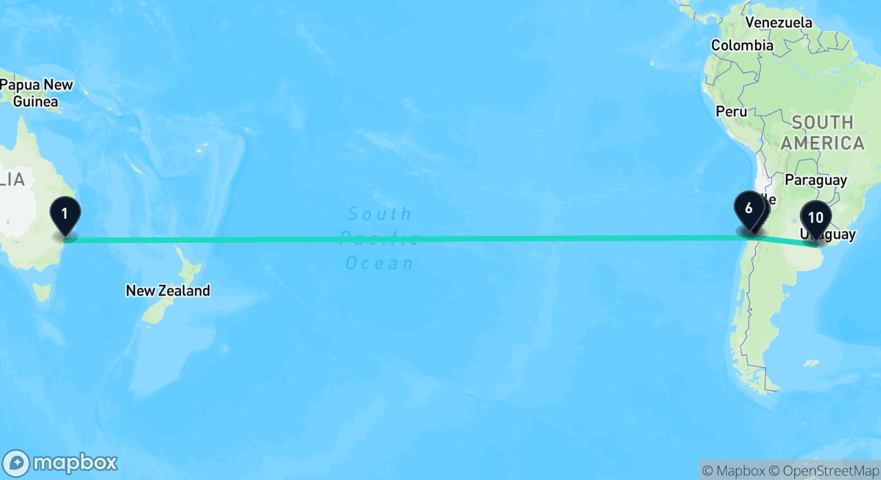 Map of the Across the Pacific to the Andes itinerary