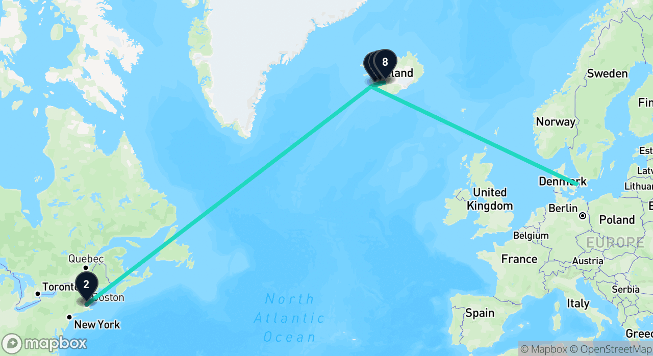 Map of the Fire, Ice & Bicycles itinerary