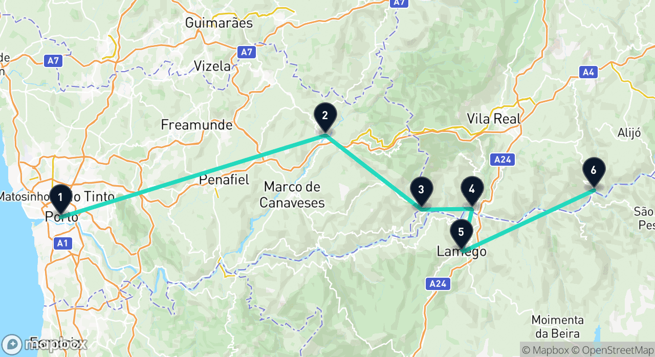 Map of the Porto & the Douro itinerary